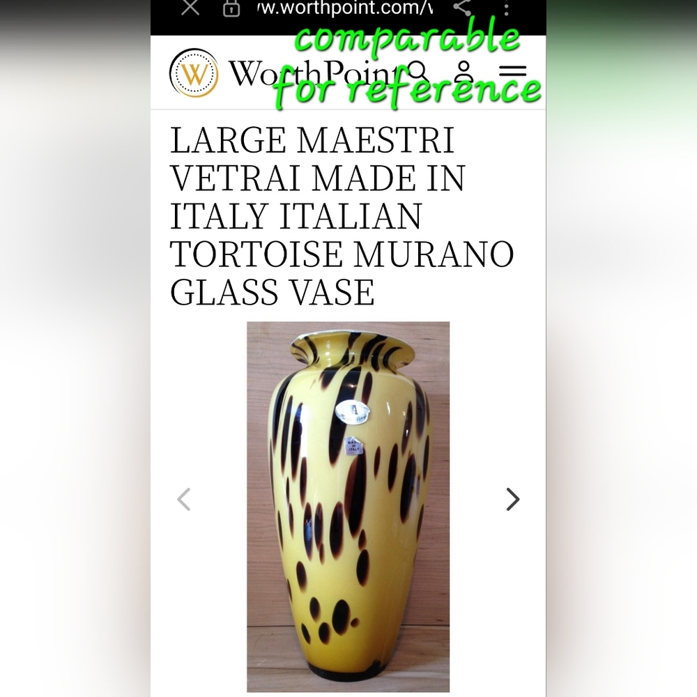 13 1/8" Vntg Italian Blown Glass Vase Yellow Amber Brown Black Tortoise Abstract - Picture 2 of 11